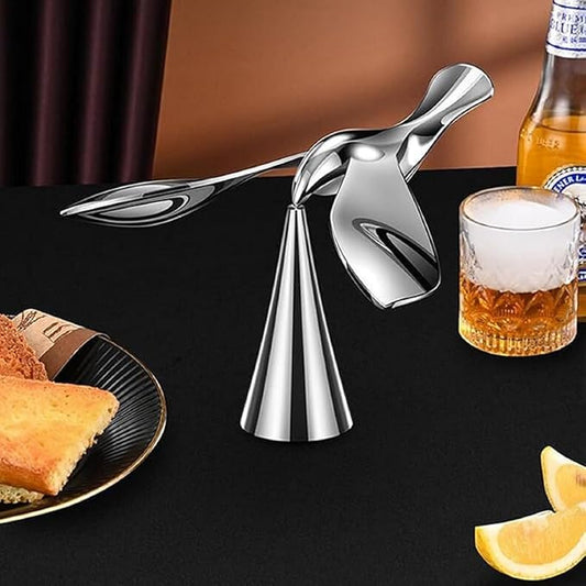 Metallic Bird-Shaped Balancing Bottle Opener, Zinc Alloy, Multifunction