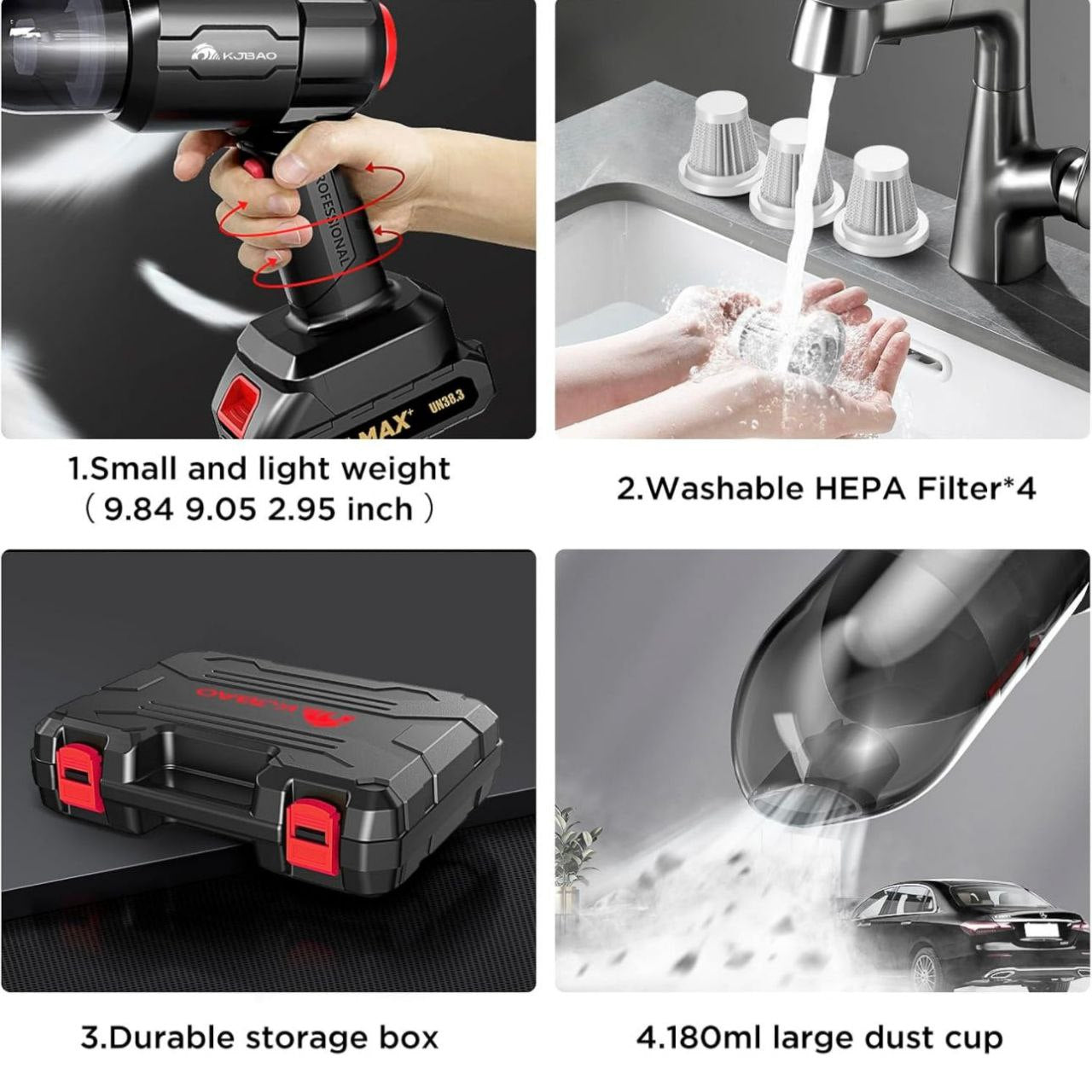 3 in 1 High Power Portable 18000PA Wireless Car Vacuum Cleaner