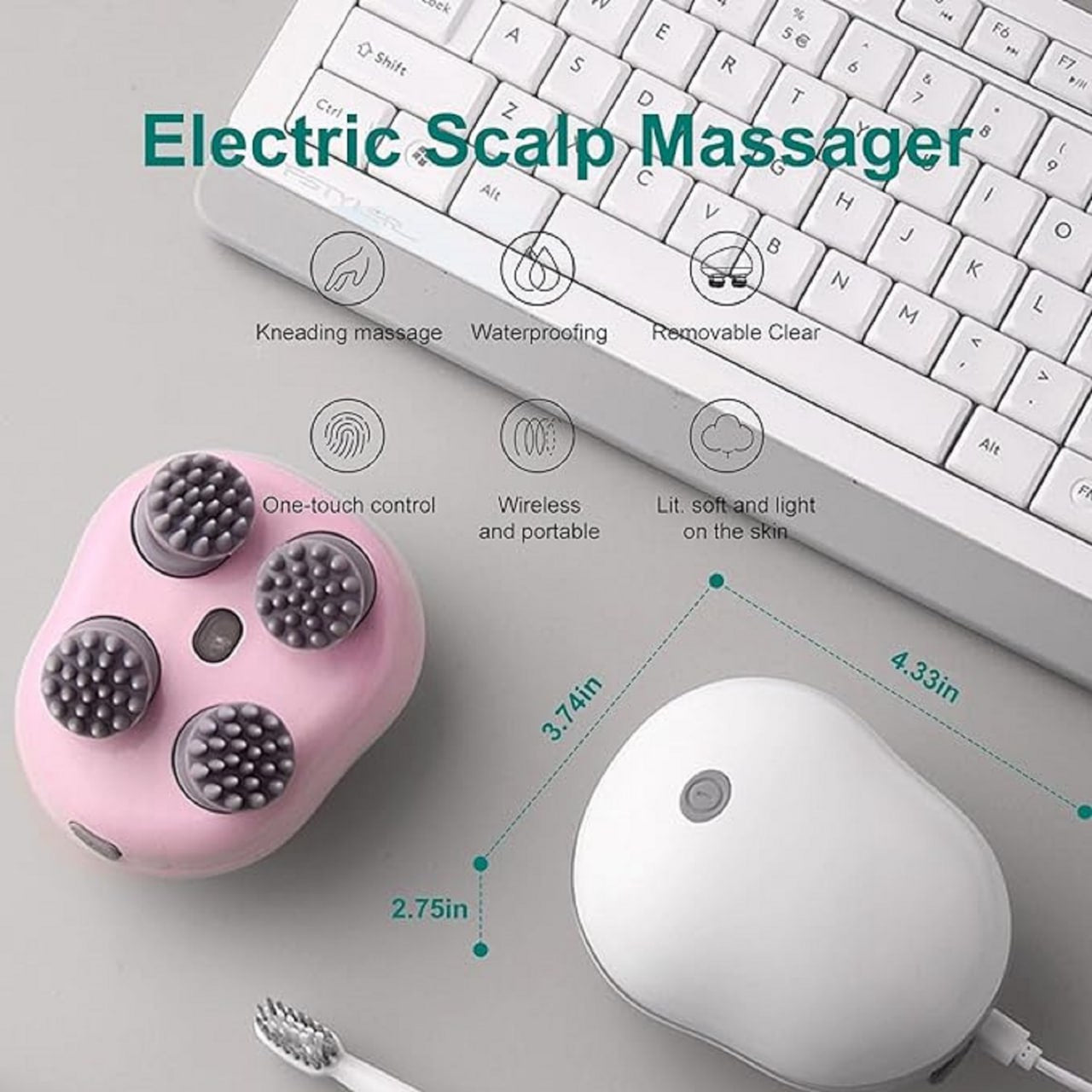 Hair Scalp Rechargeable Electric Head Kneading Massager