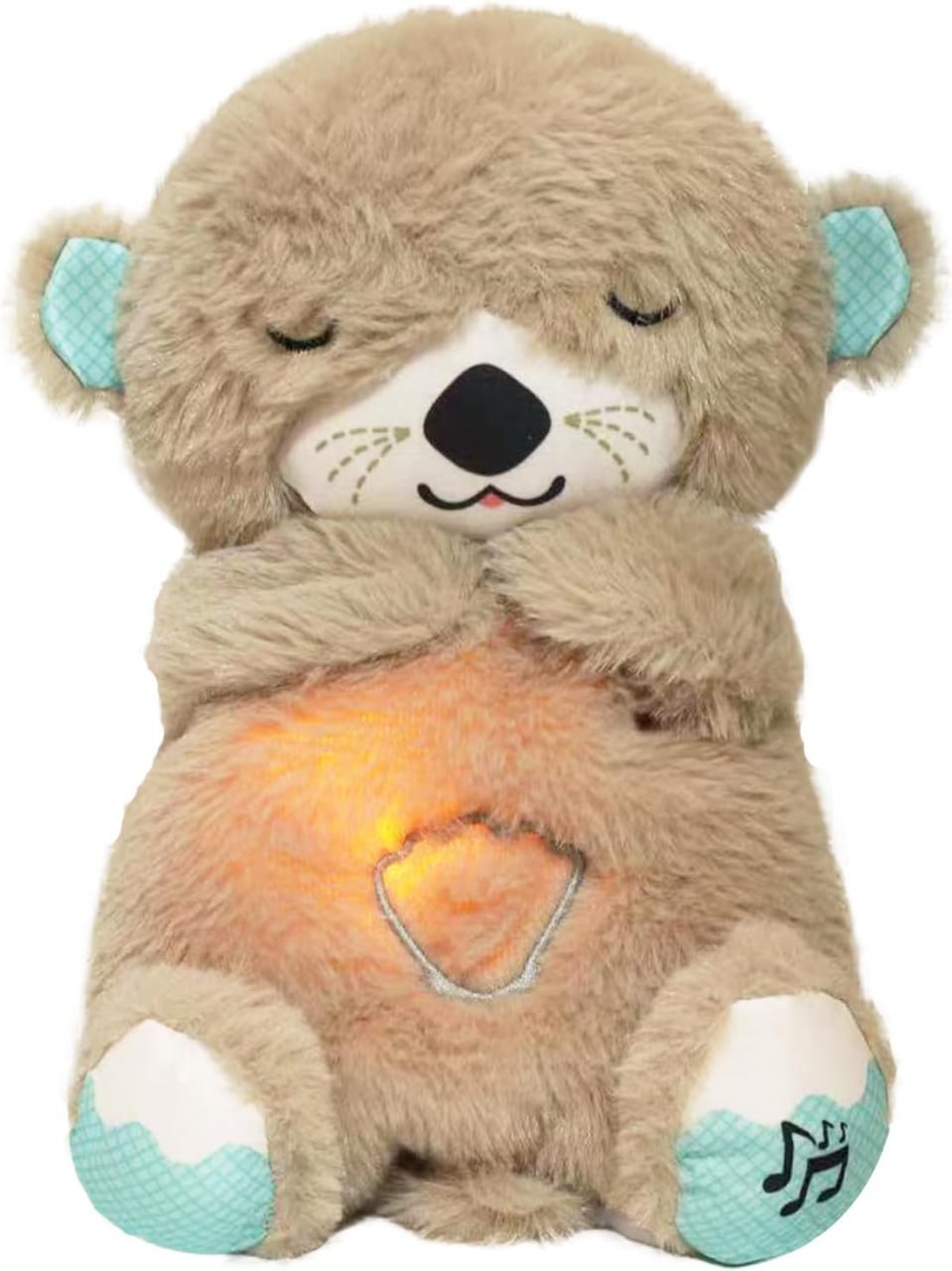 Breathing Teddy Bear Plush Sound Machine – Baby Gift with Music, Lights & Breathing Motion Infant Toys for Newborns, Soft Breathing Stitch Teddy, Soothing Portable Otter for + months (Otter-Toy)